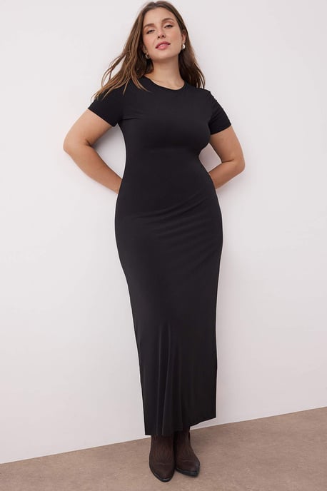 Trendyol Curve Damen Schwarz Einfarbig Maxi Kurz Abend / Alltag A-Linie Große Größen Kleid - Image 6