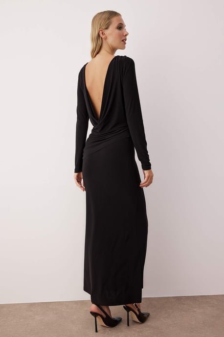 TRENDYOLMİLLA Damen Schwarz Einfarbig Maxi Lang Elegant/Abend Meerjungfrau Kleider - Image 3