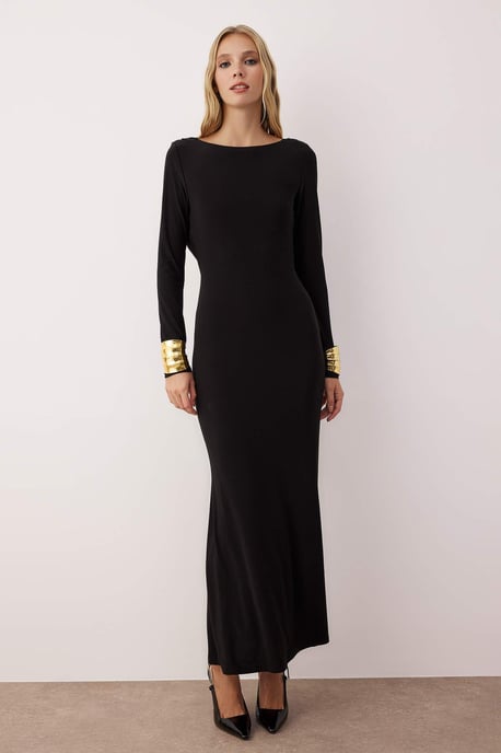 TRENDYOLMİLLA Damen Schwarz Einfarbig Maxi Lang Elegant/Abend Meerjungfrau Kleider - Image 4
