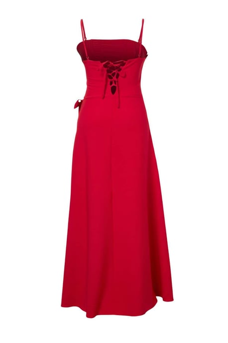 Trendyol Curve Damen Rot Einfarbig Maxi Ärmellos Party A-Linie Große Größen Kleid - Image 3