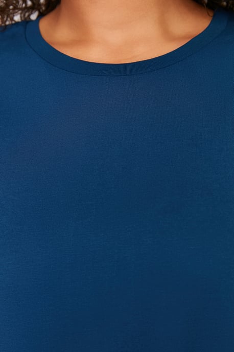 Trendyol Curve Damen Dunkelblau Einfarbig Maxi Kurz Casual Gerade Große Größen Kleid - Image 5