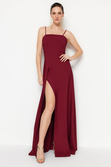TRENDYOLMİLLA Damen Lila Einfarbig Maxi Ärmellos Abschluss / Ball A-Linie Abend & Ball Kleid - Image 2