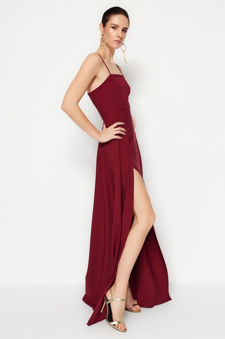 TRENDYOLMİLLA Damen Lila Einfarbig Maxi Ärmellos Abschluss / Ball A-Linie Abend & Ball Kleid - Image 4