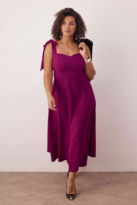 Trendyol Curve Damen Lila Einfarbig Maxi Ärmellos Elegant/Abend A-Linie Große Größen Kleid - Image 1