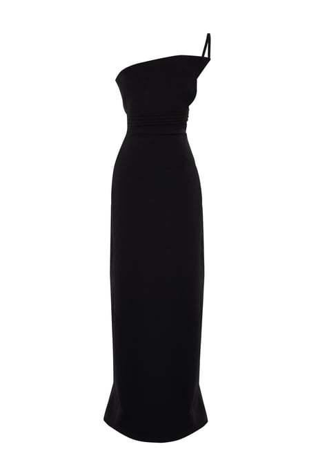 TRENDYOLMİLLA Damen Schwarz Einfarbig Maxi Ärmellos Abschluss / Ball A-Linie Abend & Ball Kleid - Image 5