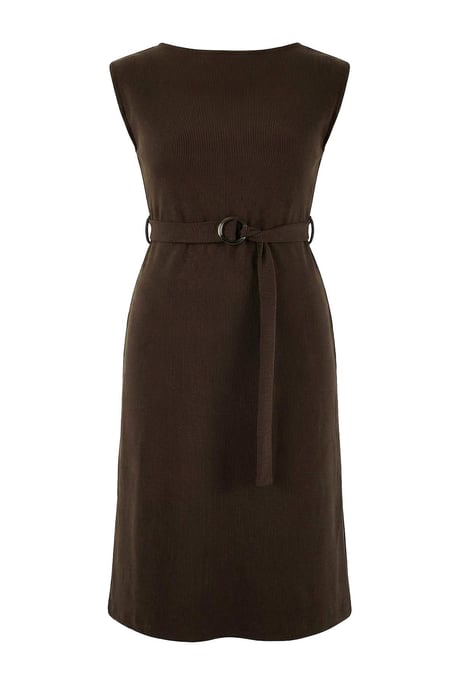 Trendyol Curve Damen Braun Einfarbig Maxi Ärmellos Casual Gerade Große Größen Kleid - Image 4