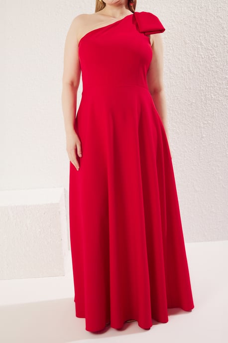 Trendyol Curve Damen Rot Einfarbig Maxi Ärmellos Elegant/Abend A-Linie Große Größen Kleid - Image 2