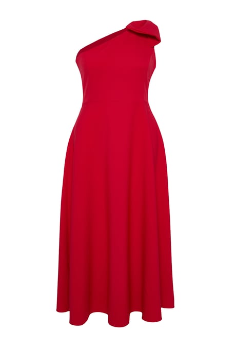 Trendyol Curve Damen Rot Einfarbig Maxi Ärmellos Elegant/Abend A-Linie Große Größen Kleid - Image 5