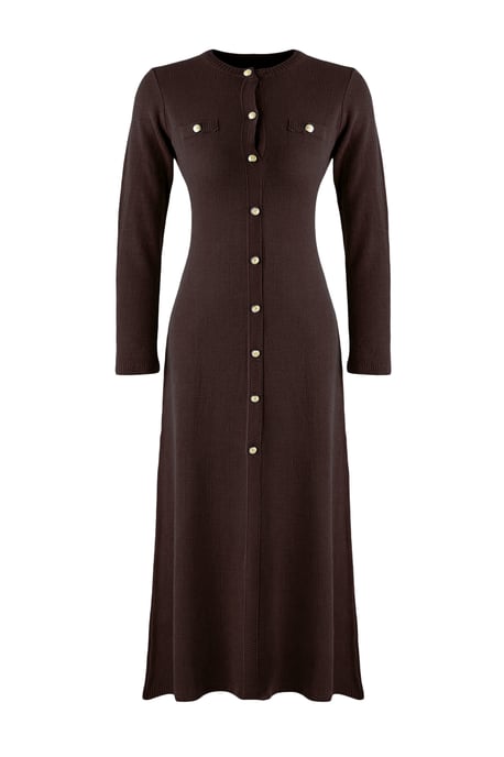 Trendyol Modest Damen Braun Einfarbig Maxi Lang Casual A-Linie Modest Kleider - Image 4
