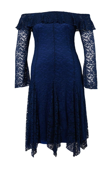 Trendyol Curve Damen Dunkelblau Einfarbig Maxi Lang A-Linie Große Größen Kleid - Image 3