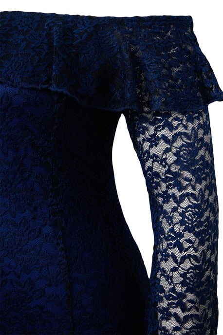 Trendyol Curve Damen Dunkelblau Einfarbig Maxi Lang A-Linie Große Größen Kleid - Image 4