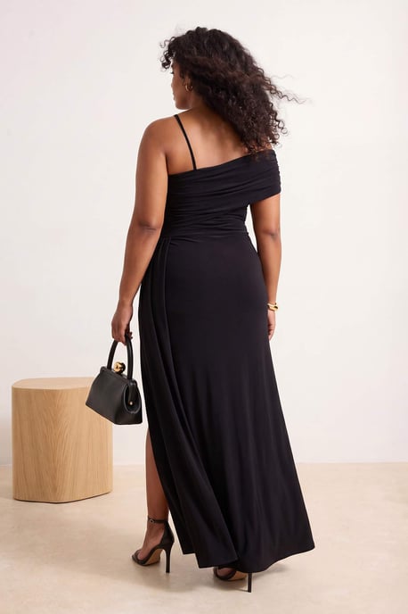 Trendyol Curve Damen Schwarz Einfarbig Maxi Ärmellos Casual Gerade Große Größen Kleid - Image 2