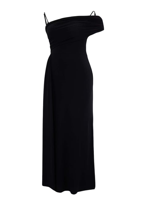 Trendyol Curve Damen Schwarz Einfarbig Maxi Ärmellos Casual Gerade Große Größen Kleid - Image 3