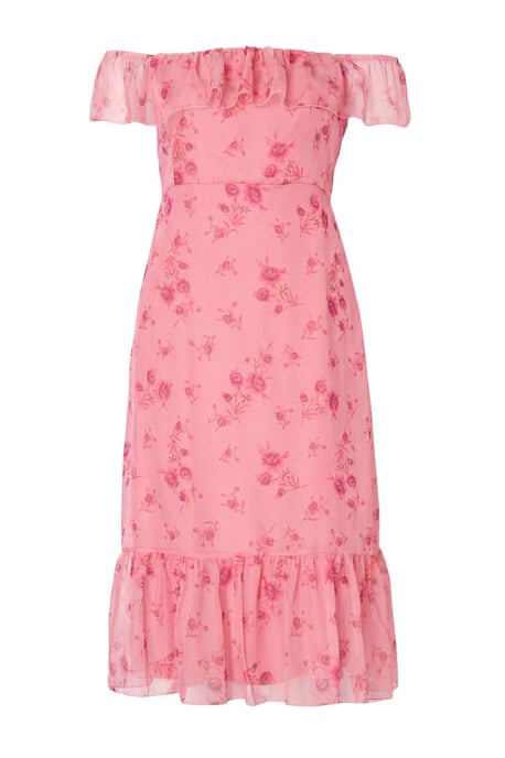 Trendyol Curve Damen Rosa Geblümt Maxi Kurz Casual A-Linie Große Größen Kleid - Image 3