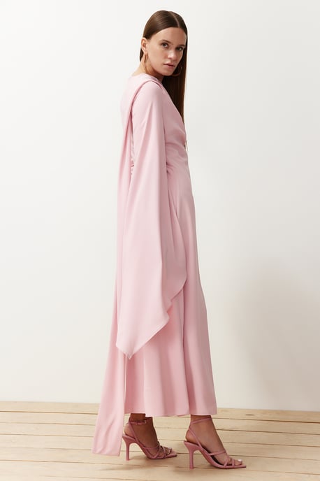 Trendyol Modest Damen Rosa Einfarbig Maxi Lang Elegant/Abend Gerade Modest Abend Kleider - Image 2