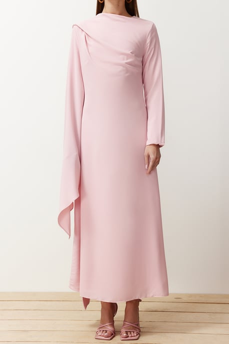 Trendyol Modest Damen Rosa Einfarbig Maxi Lang Elegant/Abend Gerade Modest Abend Kleider - Image 4