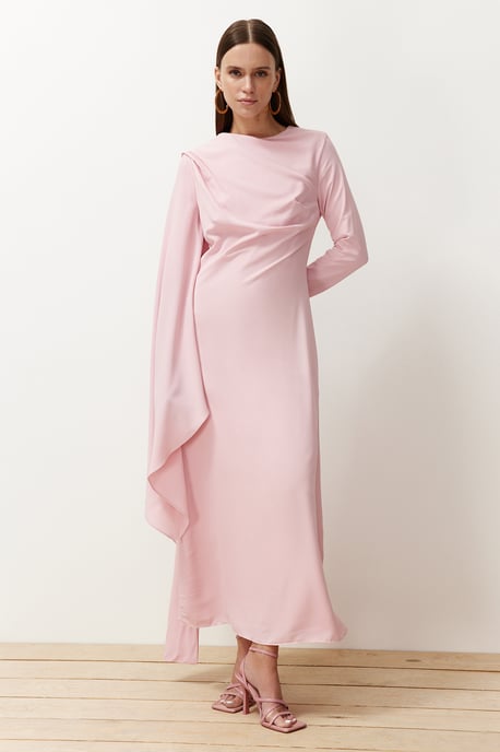 Trendyol Modest Damen Rosa Einfarbig Maxi Lang Elegant/Abend Gerade Modest Abend Kleider - Image 6