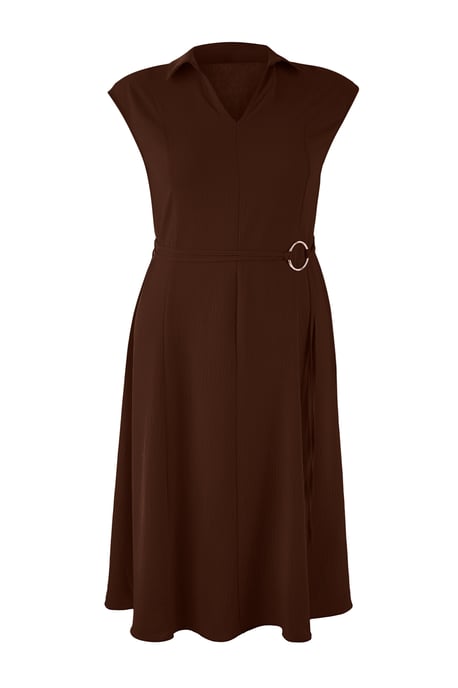Trendyol Curve Damen Braun Einfarbig Maxi Ärmellos Casual Gerade Große Größen Kleid - Image 4