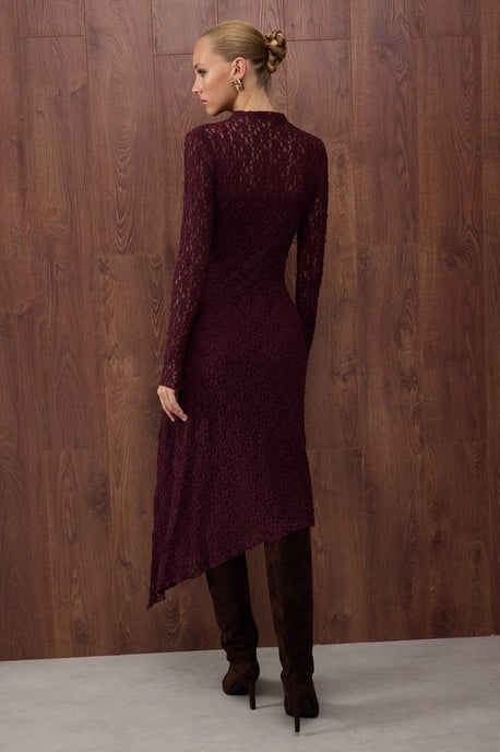 TRENDYOLMİLLA Damen Lila Einfarbig Maxi Lang Abend / Alltag Asymmetrisch Kleider - Image 3