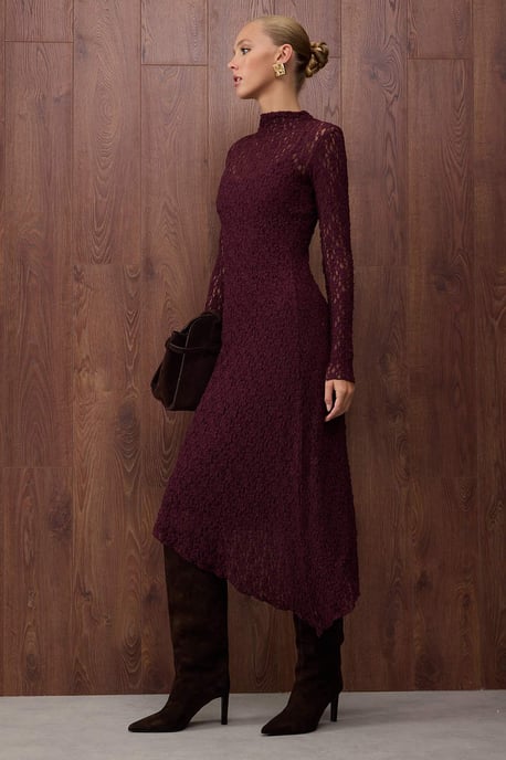 TRENDYOLMİLLA Damen Lila Einfarbig Maxi Lang Abend / Alltag Asymmetrisch Kleider - Image 4