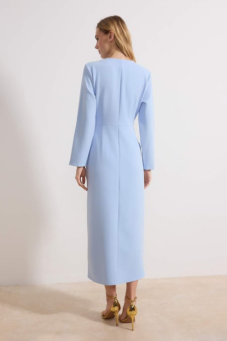 Trendyol Modest Damen Blau Einfarbig Maxi Lang Business Zweireihig Modest Kleider - Image 3