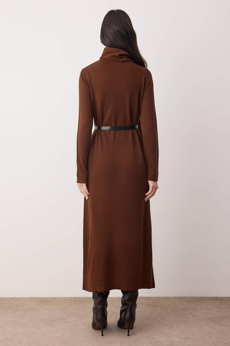 Trendyol Modest Damen Braun Einfarbig Maxi Lang Casual Gerade Modest Kleider - Image 3
