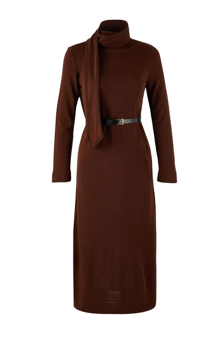 Trendyol Modest Damen Braun Einfarbig Maxi Lang Casual Gerade Modest Kleider - Image 4