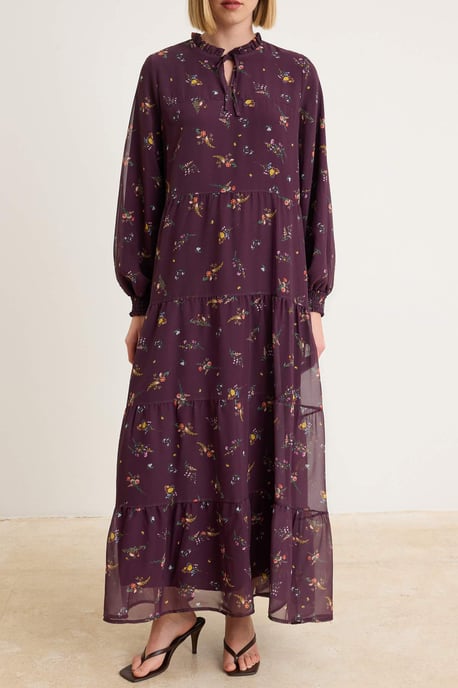 Trendyol Modest Damen Lila Geblümt Maxi Lang Abend / Alltag Gerade Modest Kleider - Image 2