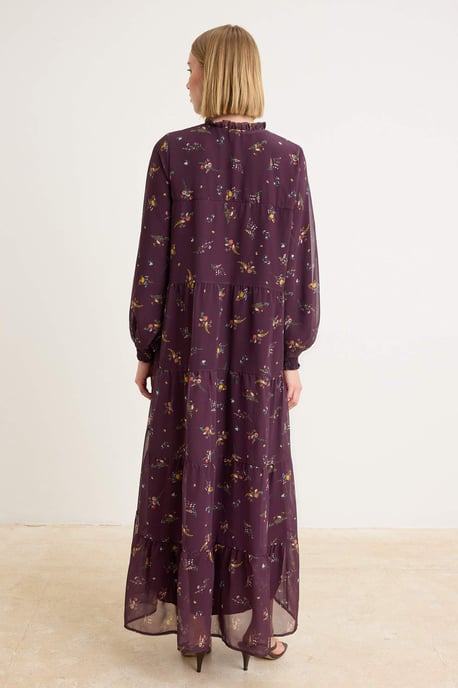 Trendyol Modest Damen Lila Geblümt Maxi Lang Abend / Alltag Gerade Modest Kleider - Image 3