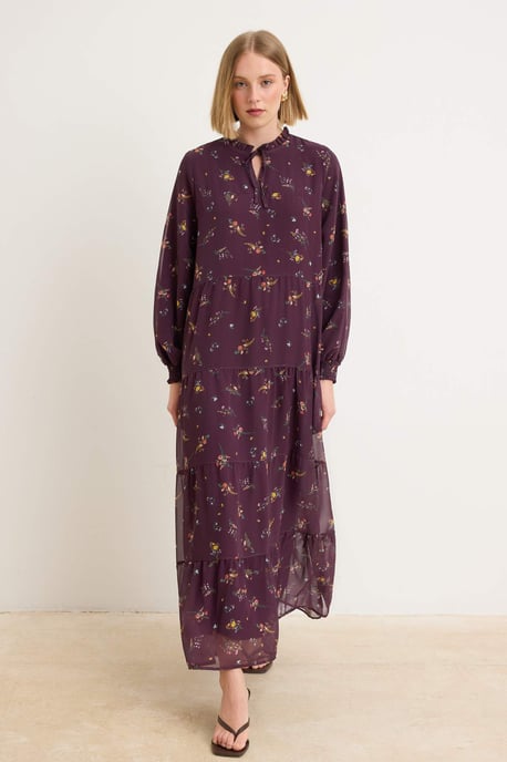 Trendyol Modest Damen Lila Geblümt Maxi Lang Abend / Alltag Gerade Modest Kleider - Image 4