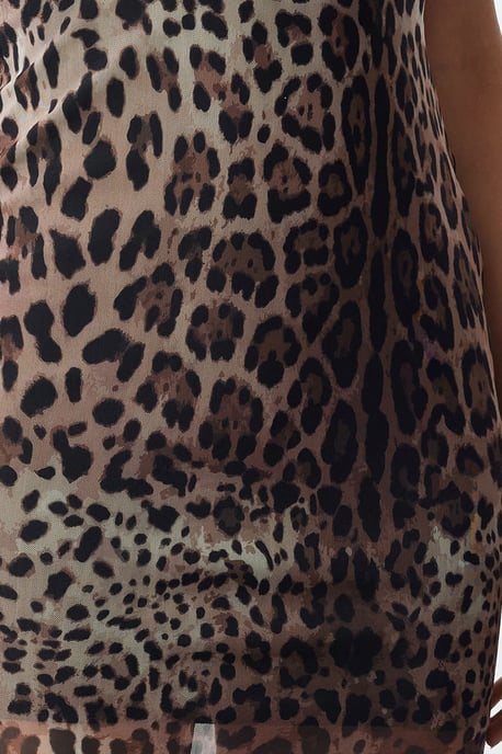 TRENDYOLMİLLA Damen Braun Animal-Print Maxi Ärmellos Elegant/Abend Bodycon Kleider - Image 3