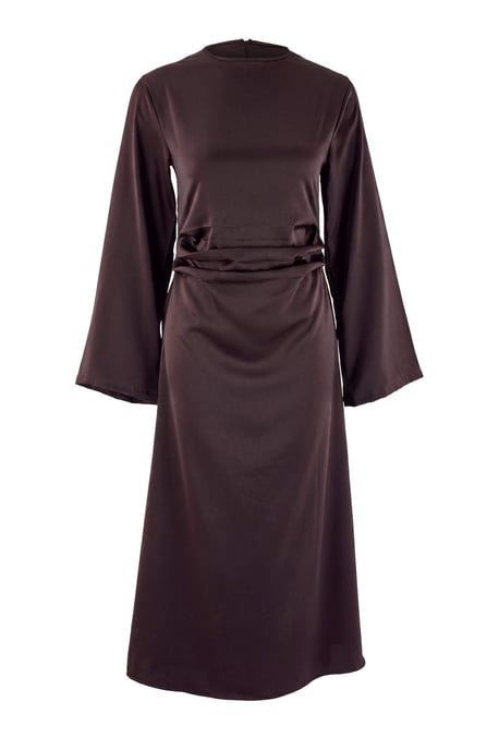 TRENDYOLMİLLA Damen Braun Einfarbig Maxi Lang Gerade Kleider - Image 4