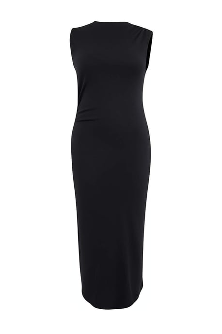 Trendyol Curve Damen Schwarz Einfarbig Maxi Ärmellos Casual Gerade Große Größen Kleid - Image 4