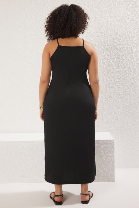 Trendyol Curve Damen Schwarz Einfarbig Maxi Ärmellos Casual A-Linie Große Größen Kleid - Image 4