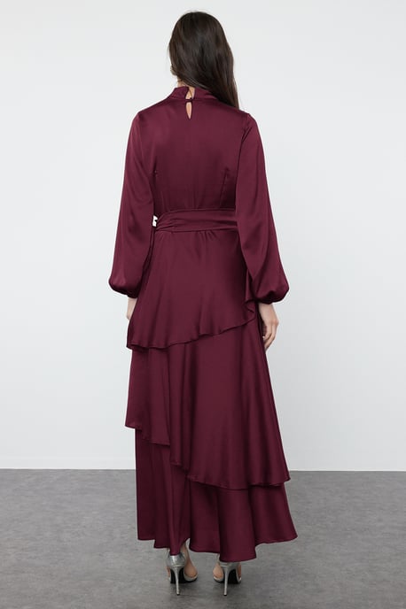Trendyol Modest Damen Braun Einfarbig Maxi Lang Elegant/Abend Skater Modest Abend Kleider - Image 4