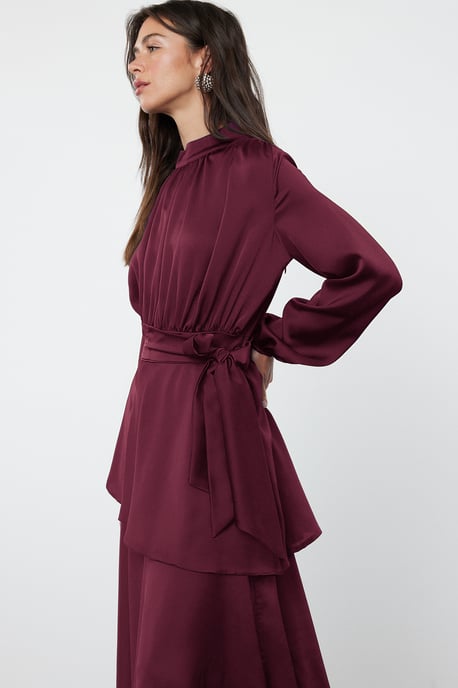 Trendyol Modest Damen Braun Einfarbig Maxi Lang Elegant/Abend Skater Modest Abend Kleider - Image 6