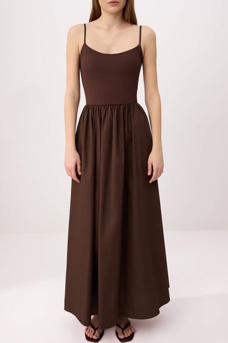 TRENDYOLMİLLA Damen Braun Einfarbig Maxi Ärmellos Casual Skater Kleider - Image 2