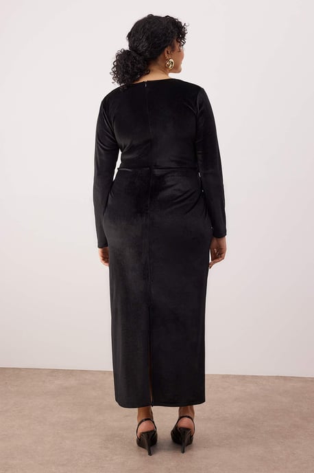 Trendyol Curve Damen Schwarz Einfarbig Maxi Lang Party Bodycon Große Größen Kleid - Image 3
