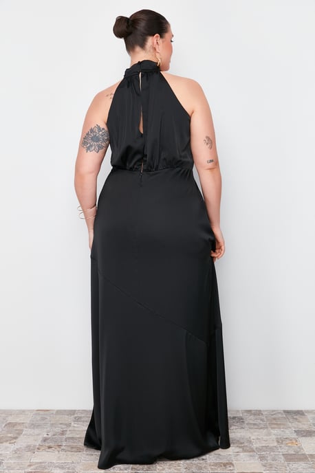 Trendyol Curve Damen Schwarz Einfarbig Maxi Ärmellos Elegant/Abend A-Linie Große Größen Kleid - Image 5