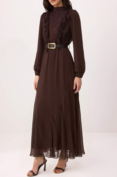 Trendyol Modest Damen Braun Einfarbig Maxi Lang Abend / Alltag Skater Modest Kleider - Image 2