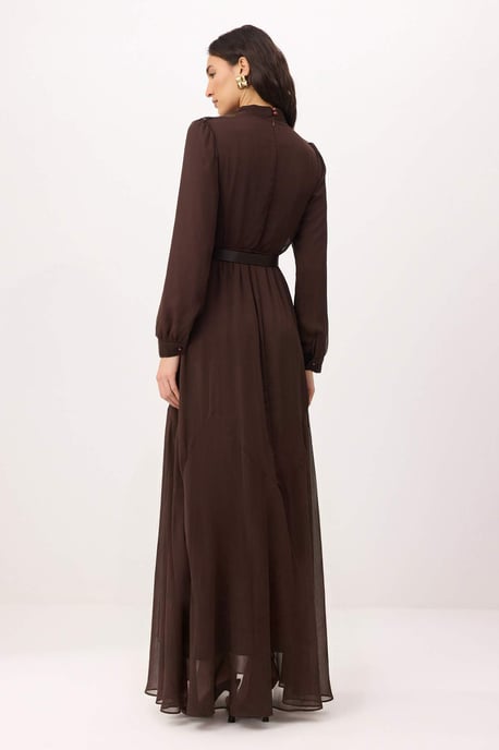 Trendyol Modest Damen Braun Einfarbig Maxi Lang Abend / Alltag Skater Modest Kleider - Image 3