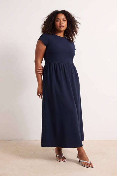 Trendyol Curve Damen Dunkelblau Einfarbig Maxi Ärmellos Casual A-Linie Große Größen Kleid - Image 6