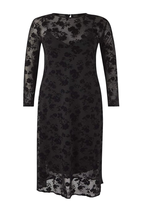 Trendyol Curve Damen Schwarz Geblümt Maxi Lang Casual A-Linie Große Größen Kleid - Image 5