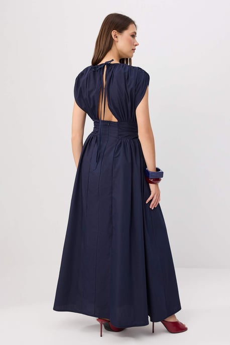 TRENDYOLMİLLA Damen Dunkelblau Einfarbig Maxi Kurz Skater Kleider - Image 3