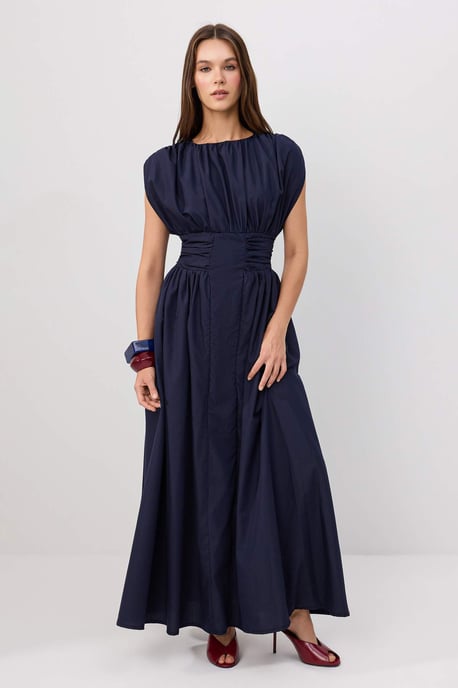 TRENDYOLMİLLA Damen Dunkelblau Einfarbig Maxi Kurz Skater Kleider - Image 4