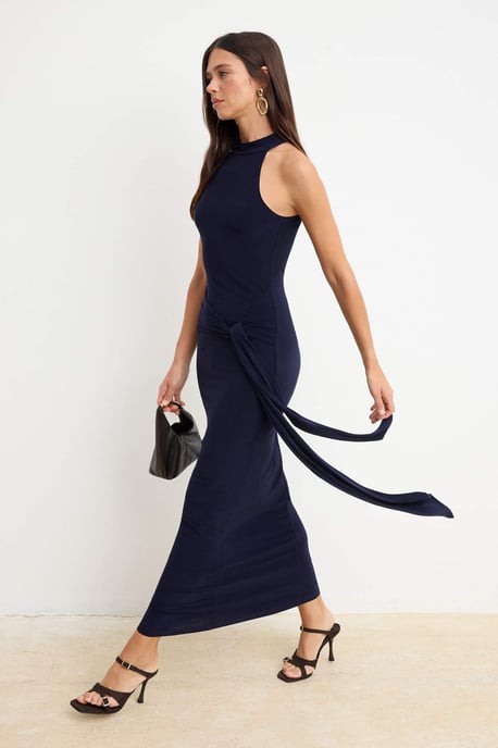 TRENDYOLMİLLA Damen Dunkelblau Einfarbig Maxi Ärmellos Abend / Alltag Bodycon Kleider - Image 1
