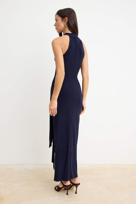 TRENDYOLMİLLA Damen Dunkelblau Einfarbig Maxi Ärmellos Abend / Alltag Bodycon Kleider - Image 3