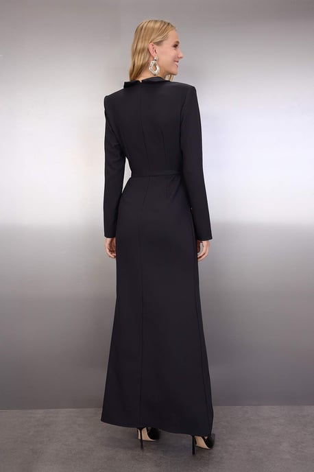 TRENDYOLMİLLA Damen Schwarz Einfarbig Maxi Lang Abschluss / Ball Meerjungfrau Abend & Ball Kleid - Image 3