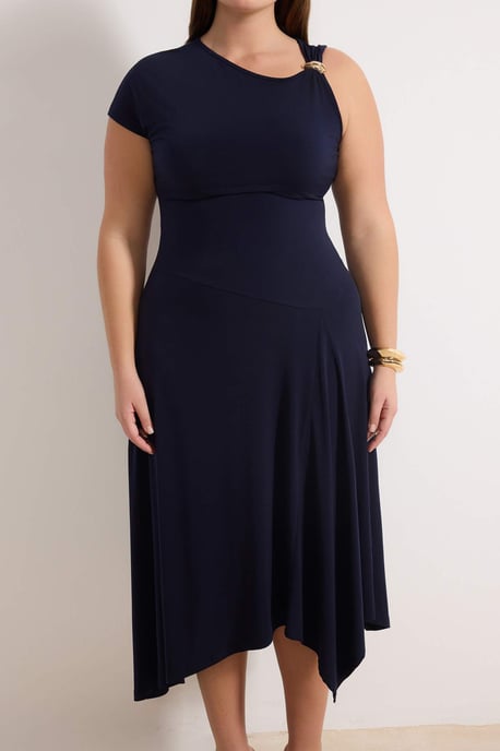 Trendyol Curve Damen Dunkelblau Einfarbig Maxi Ärmellos Abend / Alltag A-Linie Große Größen Kleid - Image 2