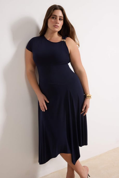 Trendyol Curve Damen Dunkelblau Einfarbig Maxi Ärmellos Abend / Alltag A-Linie Große Größen Kleid - Image 6